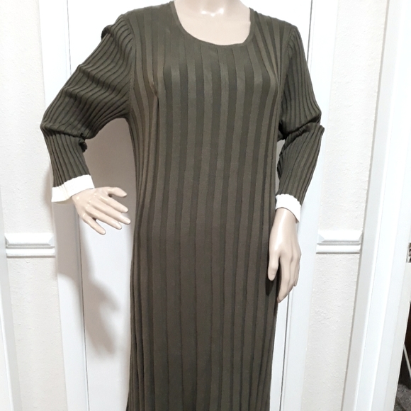 Vintage Olive Green Long sleeve Sweater Dress by J/M Dress MSRP: $65. - Picture 1 of 10